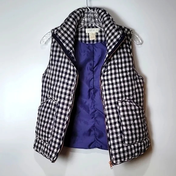 Peach Love California Navy Blue Gingham Quilted Vest - Picture 12 of 13